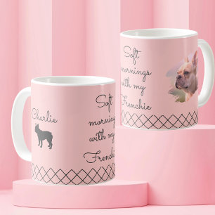 Personlig fransk Bulldog Pastell Rosa Fotomugg Kaffemugg