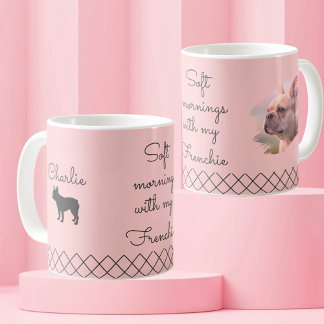 Personlig fransk Bulldog Pastell Rosa Fotomugg Kaffemugg