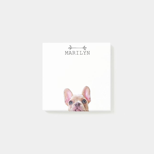 Personlig fransk bulldog | Söt Frenchie Post-it Block (Framsida)
