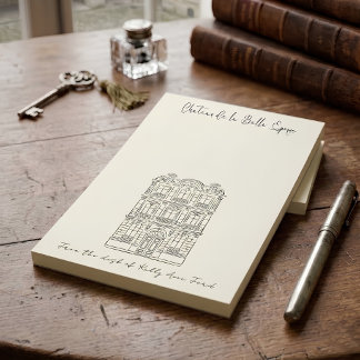 Personlig fransk chateau-arkitektonisk skiss post-it block