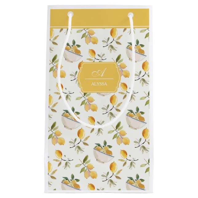Personlig fransk landsbygd Lemonmönster Monogram (Framsidan)