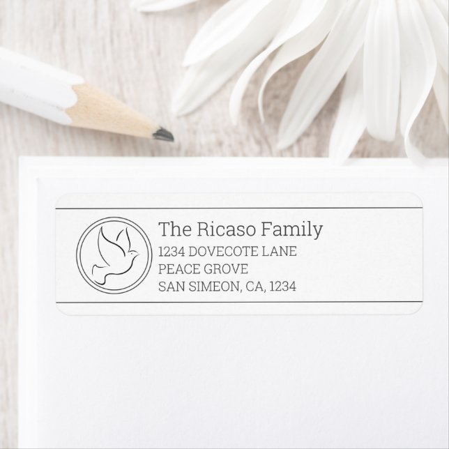 Personlig: Fredsduva Returadress Etikett (Insitu)