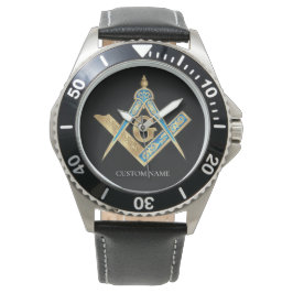 Personlig Freemason-gåvor Guld Masonic Compass Armbandsur