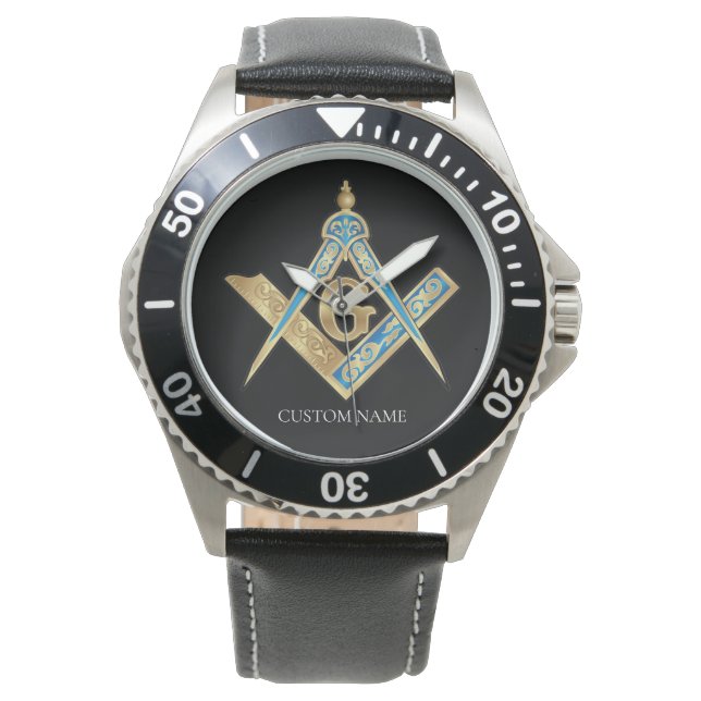 Personlig Freemason-gåvor Guld Masonic Compass Armbandsur (Framsida)