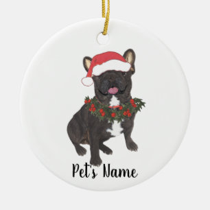 Personlig Frenchie (Black Brindle) Julgransprydnad Keramik
