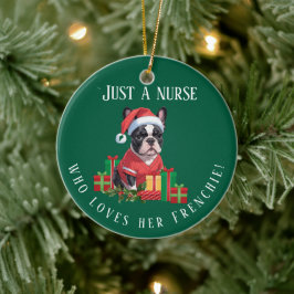 Personlig Frenchie Nurse jul Hund älskare Julgransprydnad Keramik