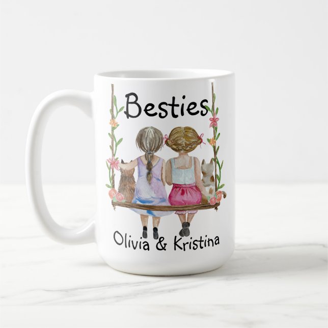 Personlig Friend Namn Gift Mugg Bestie Girls Cat (Vänster)