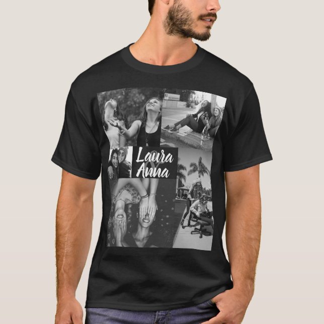 Personlig Friends Black & White-fotokollage T T Shirt (Framsida)