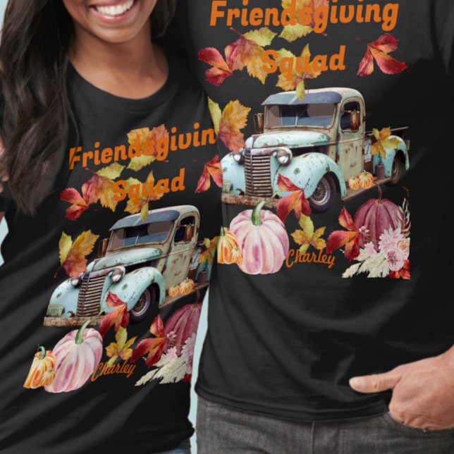 Personlig Friendsgiving Thanksgiving på kvadrat T Shirt (Skapare uppladdad)