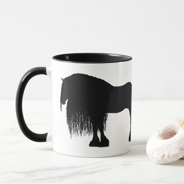 Personlig Friesian Horse Illustration Mugg (Med munk)