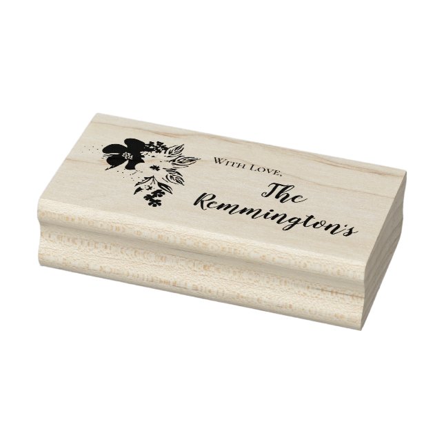 Personlig Frimärke Tropical Flowers on Blue Ombre Stämpel (Stämpel)