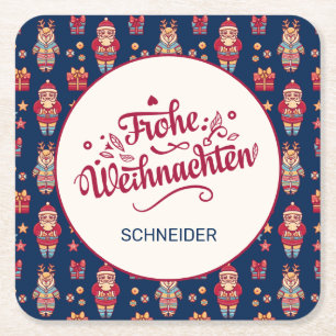 Personlig Frohe Weihnachten Underlägg Papper Kvadrat
