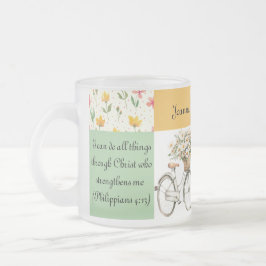 Personlig Frosted Glass Mugg - Blommigt Bicycle