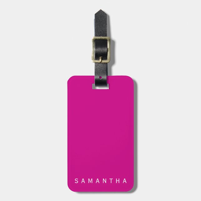 Personlig Fuchsia Modern Typografi Bagagebricka (Vertikal Framsida)