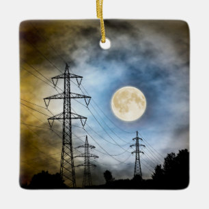 Personlig Full Moon och Power Linjer jul Julgransprydnad Keramik