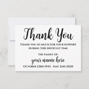 Personlig Funeral Tack Notecards Kort