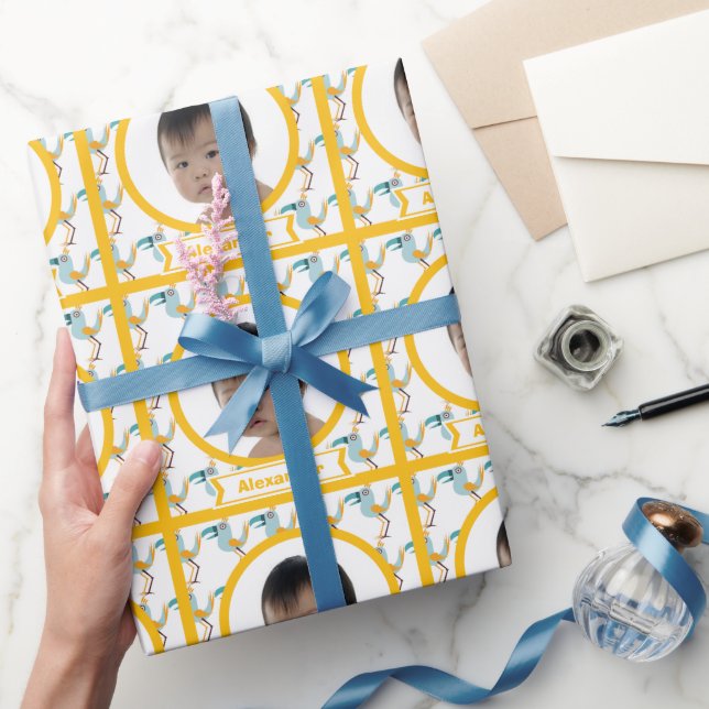 Personlig Funky Bird Baby Photo Wrapping Papper Presentpapper (Gåvor)