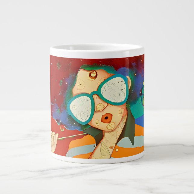 Personlig Funky Birthday Mugg - Retro Afro Art Jumbo Mugg (Framsidan)