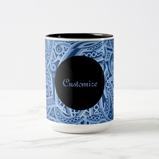 Personlig Funky Blue Paisley Mönster Mugg (Center)