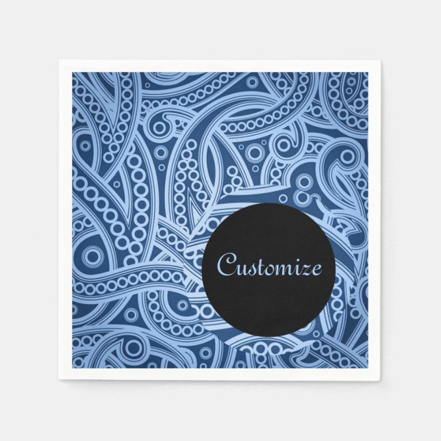 Personlig Funky Blue Paisley Mönster Napkins Pappersservett (Framsidan)