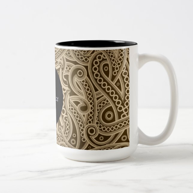 Personlig Funky Guld Paisley Mönster Mugg (Höger)