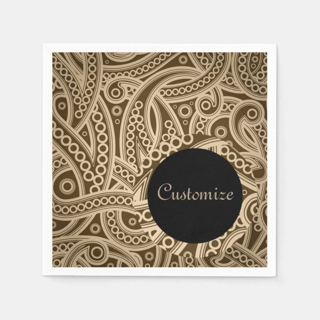 Personlig Funky Guld Paisley Mönster Napkins Pappersservett (Framsidan)