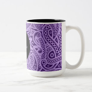 Personlig funky lila paisley-mönster mugg