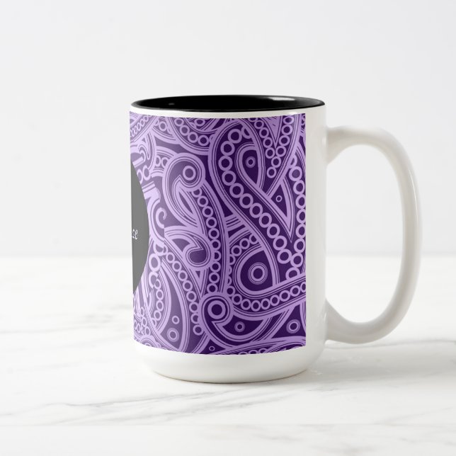 Personlig Funky Lila Paisley Mönster Mugg (Höger)