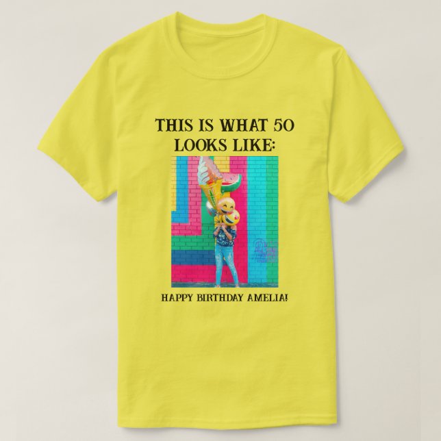 Personlig Funny 50:e milstolpen Birthday T-Shirt (Design framsida)
