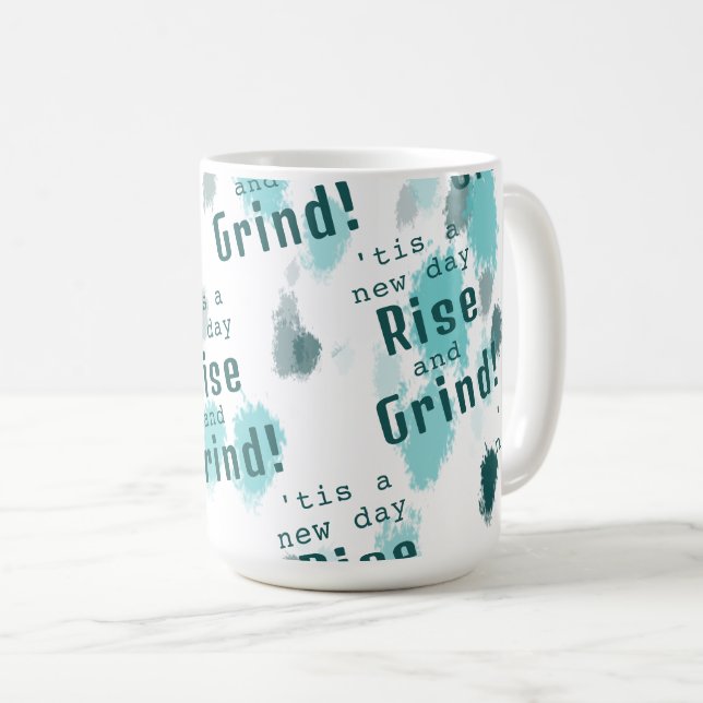 Personlig Funny Abstrakt Blue Grått Grönt Stänk Kaffemugg (Framsida höger)