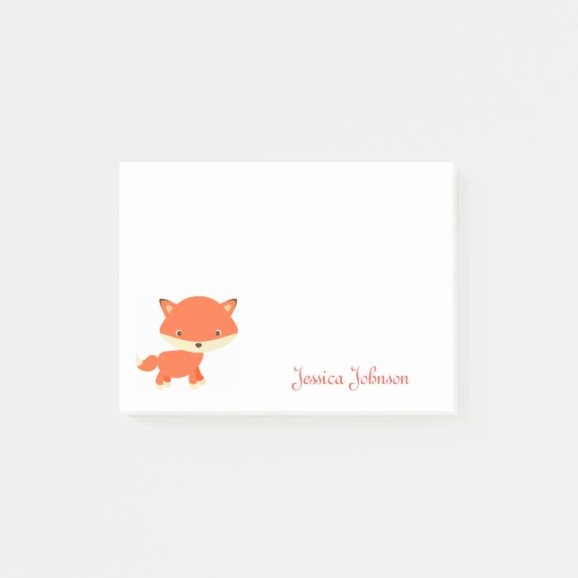 Personlig Funny Animal Fox Kid anteckningsblock Post-it Block (Framsida)