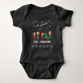 Personlig Funny Ansikte Photo jul Elf-familjen T Shirt