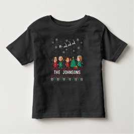 Personlig Funny Ansikte Photo jul Elf-familjen T Shirt