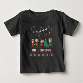 Personlig Funny Ansikte Photo jul Elf-familjen T Shirt