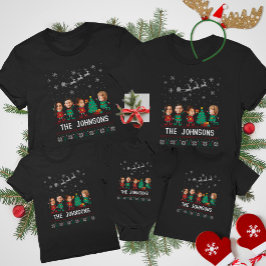 Personlig Funny Ansikte Photo jul Elf-familjen T Shirt