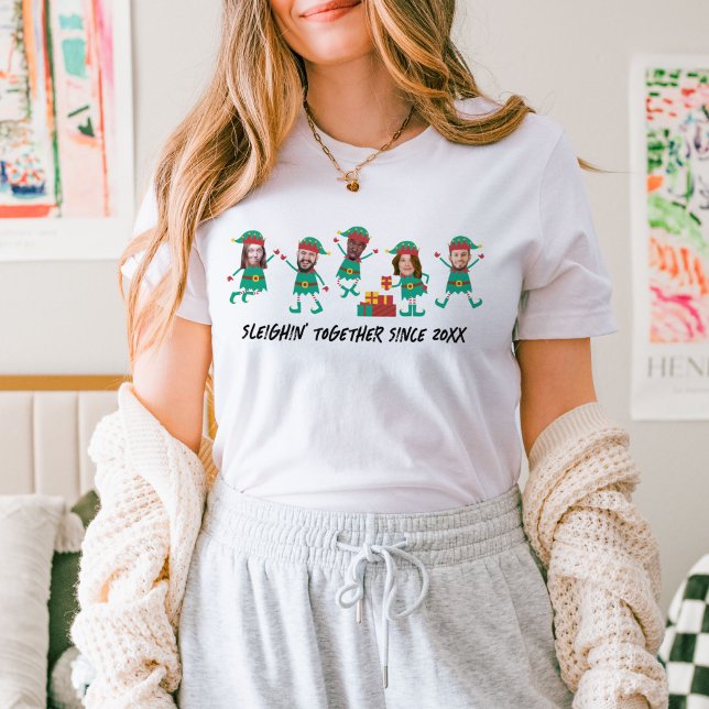 Personlig Funny Ansikte Photo jul Elf T Shirt (Skapare uppladdad)