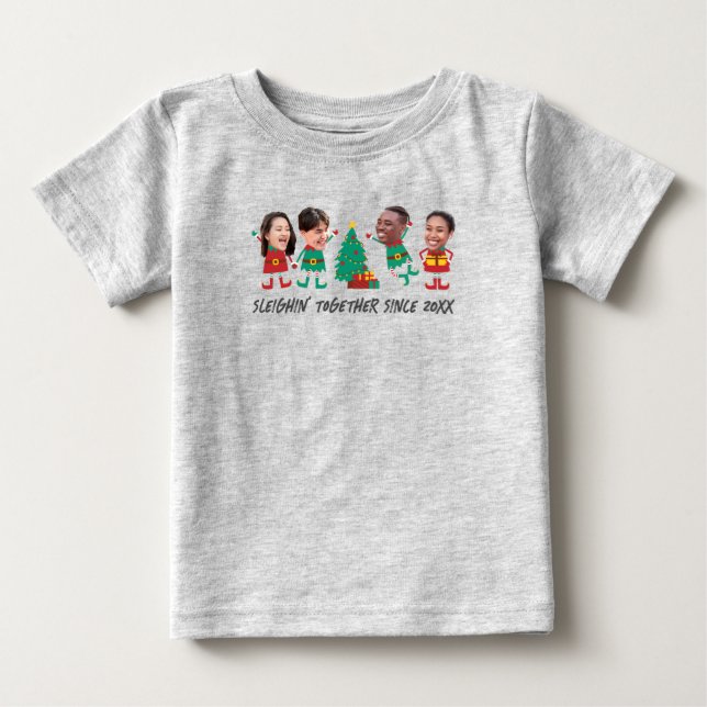 Personlig Funny Ansikte Photo jul Elf T Shirt (Framsida)