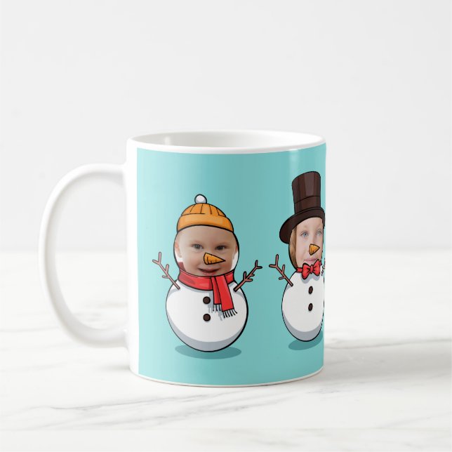 Personlig Funny Ansikte Photo Snögubbars jul Kaffemugg (Vänster)