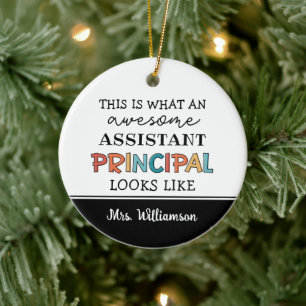 Personlig Funny Assistant Principal Julgransprydnad Keramik