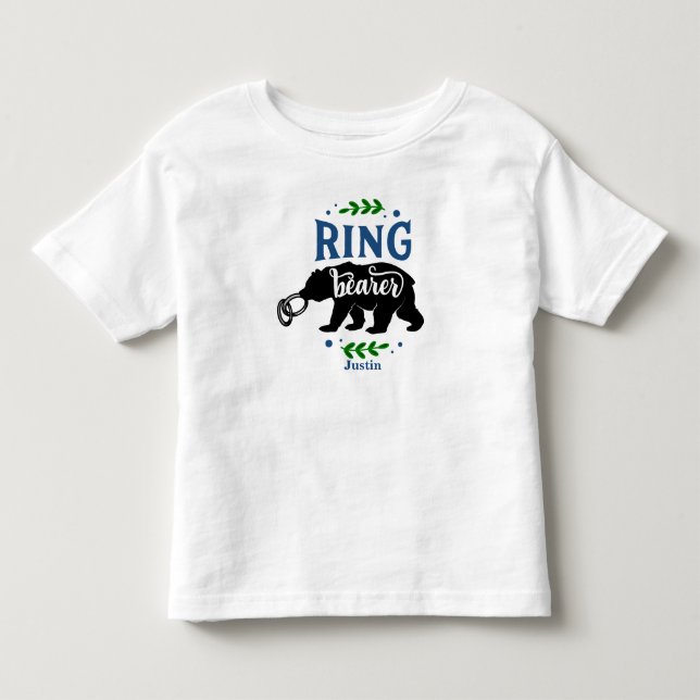 Personlig Funny Bear Ring Bearer T Shirt (Framsida)