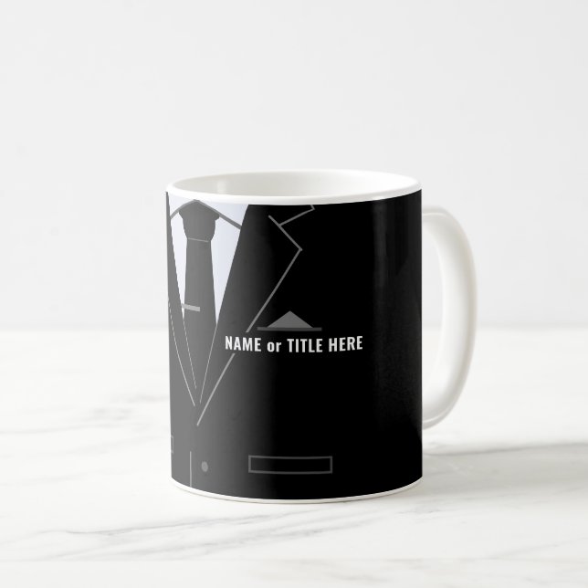 Personlig Funny Business Gift Mugg Black Kostym (Framsida höger)