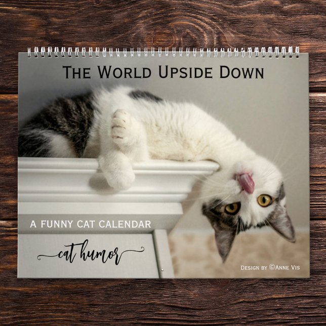 Personlig Funny Cat Calendar Kalender (Calendar for cat lovers featuring cute images of cats with custom funny text(s) for each month)