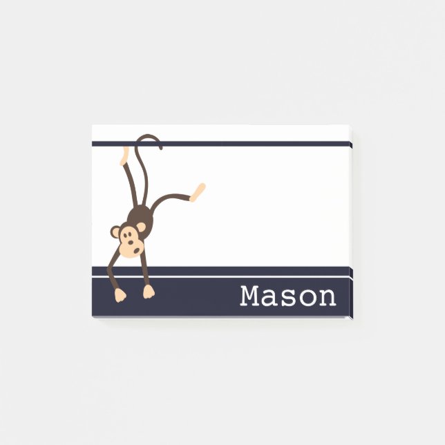 Personlig Funny Cheeky Monkey Post-it Block (Framsida)