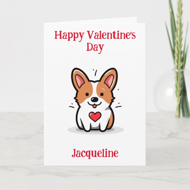 Personlig Funny Corgi Valentine Card Helgkort (Framsida)