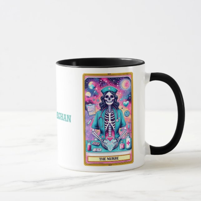 Personlig Funny Cute Tarot Nurse Halloween Mugg (Höger)