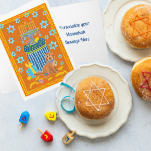 Personlig Funny Doodle Hund Tan Hund Hanukkah Kort