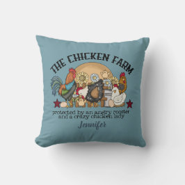 Personlig Funny Dusty Blue Chicken Farm Kudde