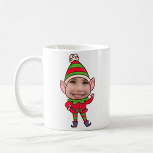 Personlig Funny Elf Photo Ansikte - julgåva Kaffemugg