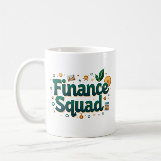 Personlig Funny Finance Squad Kaffemugg (Vänster)