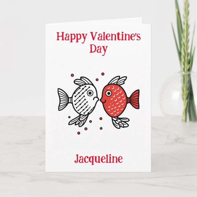 Personlig Funny Fish Valentine Card Helgkort (Framsida)